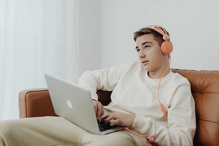 Teen on laptop